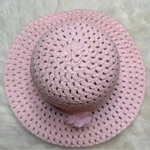 Pink Straw Hat Girls Flower Size  5T - Picture 6 of 16